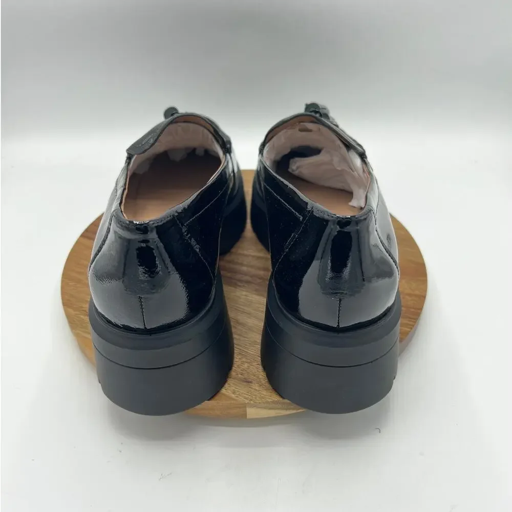 Naturalizer Nieves Black Patent Tassel Lug Sole Loafers Size 9